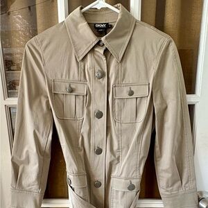 DKNY Khaki Button/Belted Jacket Size 4